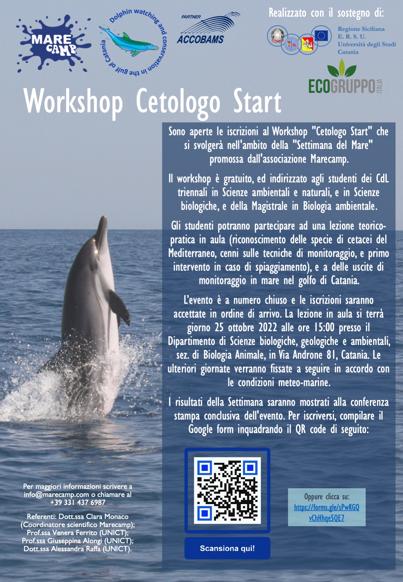 Aperte le iscrizioni al workshop &quot;Cetologo Start&quot; ed. 2022